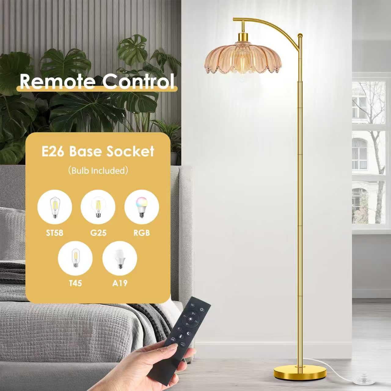 Amazon.co.jp: gernehop ゴールドフロアランプ リビングルーム用